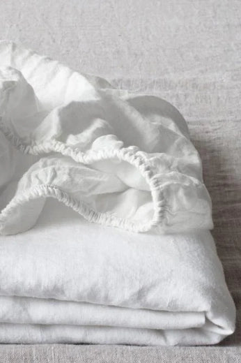 Linen Fitted Sheet - Cloud White