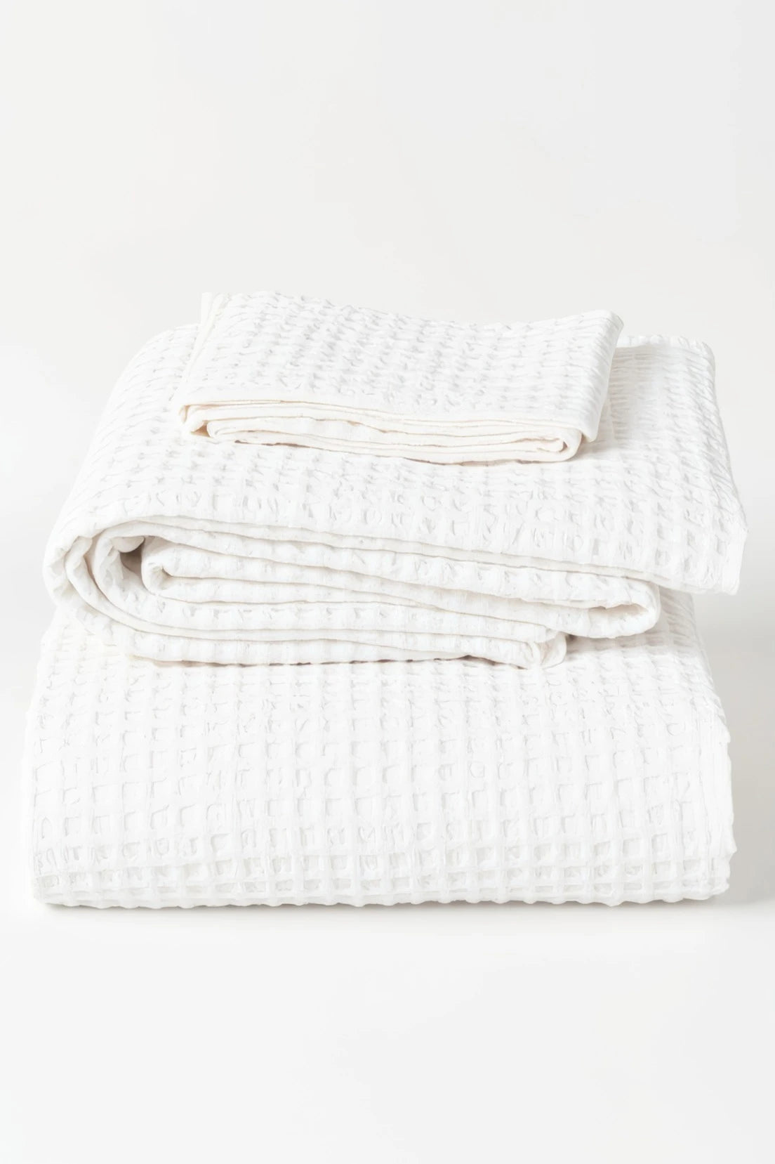 Honeycomb Waffle Towel Set of 3 - Cloud White